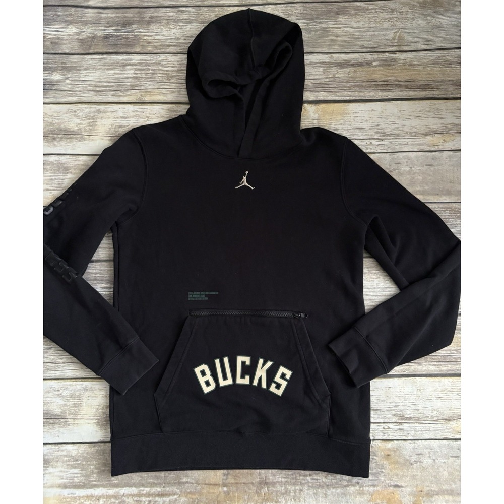 Jordan Milwaukee Bucks Hoodie Youth XL 18/20 Black Sweatshirt NBA Basketball